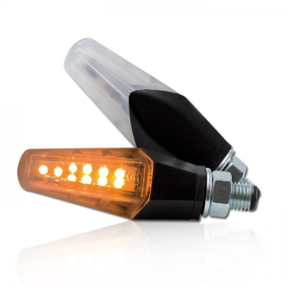 LED moto blinkry Freeze, černé, bílé sklo, homologované
