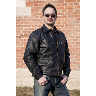 Kožená německá letecká bunda Eric Hartmann černá