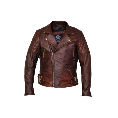 Kožený retro křivák Diamond tmavě hnědý s vyjímatelnými CE chrániči