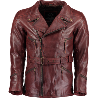 Pánský kožený 3/4 kabát Vintage Wine křivák s kapsami na chrániče