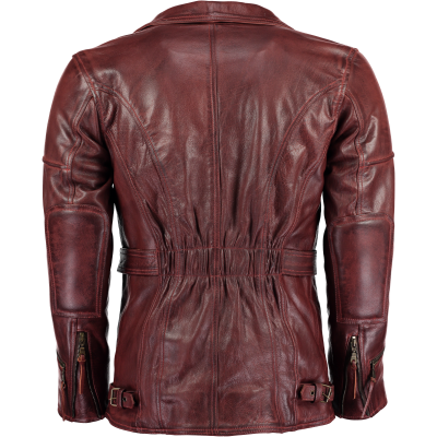 Pánský kožený 3/4 kabát Vintage Wine křivák s kapsami na chrániče