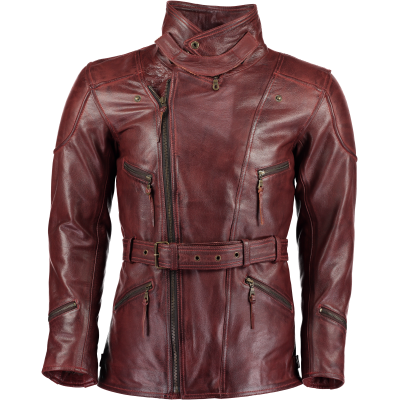 Pánský kožený 3/4 kabát Vintage Wine křivák s kapsami na chrániče