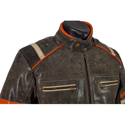 Ultimate Vintage kožená moto bunda retro šedá