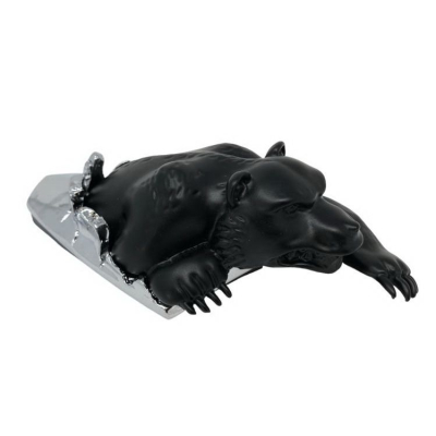 Soška na blatník Hunting Bear (medvěd), 4cm, chrom a černá