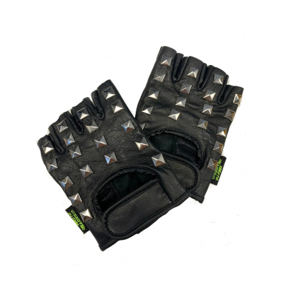 Kožené bezprsté rukavice s nýty