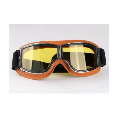 Retro brýle na motorku oranžové, žluté sklo