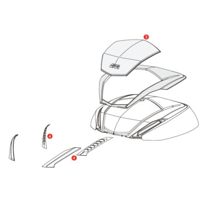 ZV47CNM horní víko kufru V 47 kompletní, černé