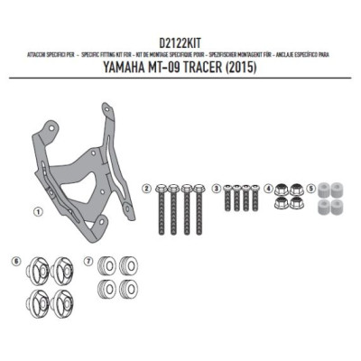 D2122KIT montážní sada Yamaha MT-09 Tracer 850 (15-17) pro plexi 2122DT