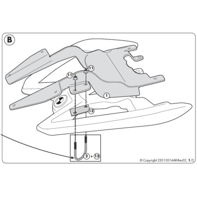 SR5100M montážní sada pro BMW R 1200 R (11-14), pro kufr Monolock, včetně plotny M5M