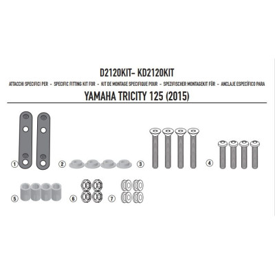 D2120KIT montážní sada pro plexi čiré 2120DT pro Yamaha Tricity 125-155 (14-24)