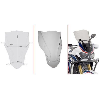 D1144S kouřové plexi Honda CRF 1000L Africa Twin (16-18)/Adventure Sports (18-19), vxš475x350 mm