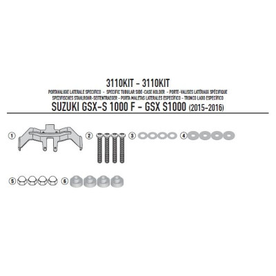 3110KIT sada pro samostatnou montáž nosičů bočních brašen (TE3119 nebo TST3110)