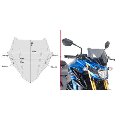 A3113 plexi kouřové Suzuki GSX S 750 (17-21), vxš  280x365 mm, včetně montážní sady