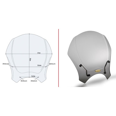 140S kouřové plexi univerzální, vxš350x410 mm, nutná specifická montážní sada dle modelu motocyklu