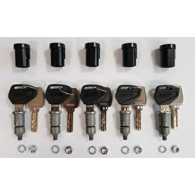 SL105 bezpečnostní zámek se stejnými klíči včetně pouzdra a západky pro kufry GIVI - sada 5 ks