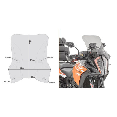 D7706S plexi kouřové KTM 1290 Super Adventure S (17-20)/1290 Super Adv. R (17-20), vxš380x410 mm