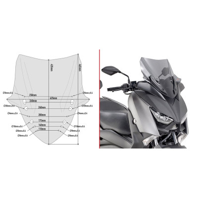 D2136S plexi kouřové Yamaha X-MAX 300 (17-22)/400 (18-21), vxš435x435 mm