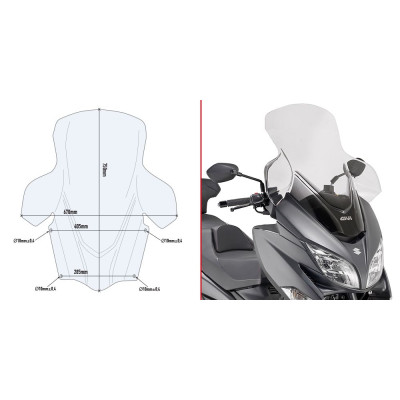 D3115ST plexi čiré pro Suzuki Burgman 400 (17-24), vxš750x670 mm, o 210 mm vyšší než originál
