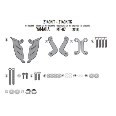 2140KIT sada pro samostatnou montáž nosiče TE 2140 bez Monoracku 2140FZ pro Yamaha MT-07 (18-24)