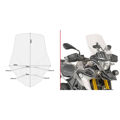 D5126ST plexi čiré BMW G 310 GS (17-24), vxš470x370 mm, vyšší o 270 mm