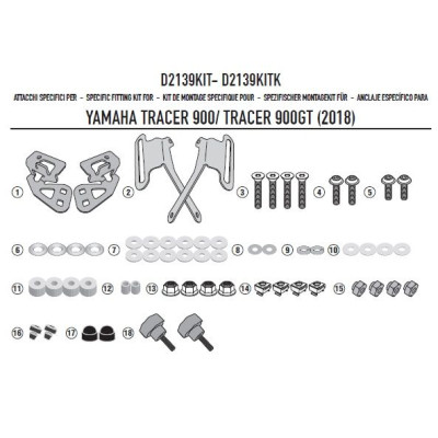D2139KIT montážní sada Yamaha MT-09 Tracer 900/900GT 850 (18-20) pro plexi 2139DT