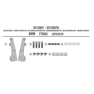 D5129KIT pro BMW F 750 GS (18-23) montážní sada pro plexi D5127S/ST a AF5127