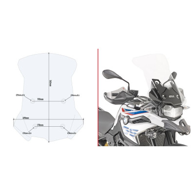 D5127ST plexi čiré BMW F 750/850 GS (18-23), vxš545x490mm - vyšší o 270 mm