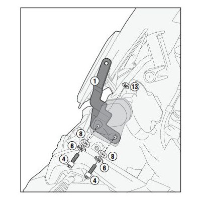 D5128KIT sada prodloužení pro montáž plexi na R 1250 GS (19-23) pro 5124DT nebo 5124D