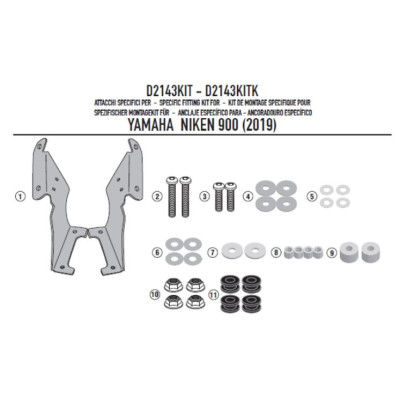 D2143KIT montážní sada pro plexi D 2144ST pro Yamaha NIKEN 900 (19-24)