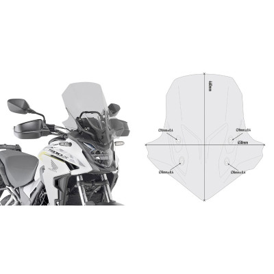 D1171S plexi kouřové Honda CB 500 X (19-23), vxš460x450 mm, o 30 mm vyšší než originál