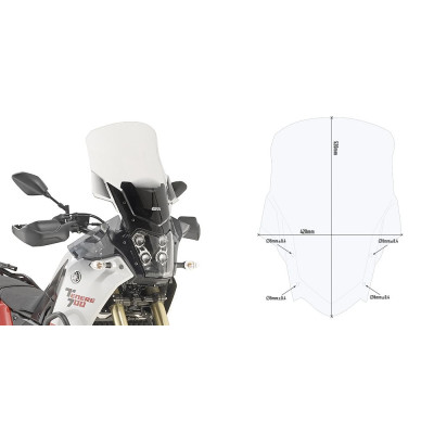 D2145ST plexi čiré Yamaha XT 700 Z Ténéré (19-24), vxš520x420 mm