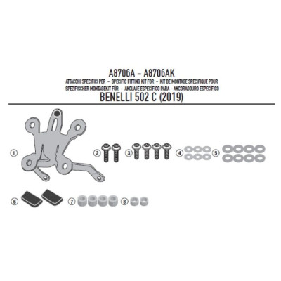 A8706A montážní sada Benelli 502 C (19-24) pro plexi 1173S