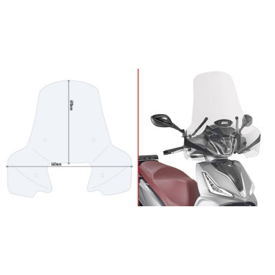 7057A plexi čiré SYM HD 300 (19-24)/Piaggio Medley 125-150 i-GET (20-24), vxš490x660 mm