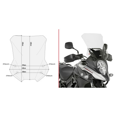 D3112ST plexi čiré Suzuki DL 650 V-Strom (17-24), vxš440x430mm, o 120 mm vyšší než orig.