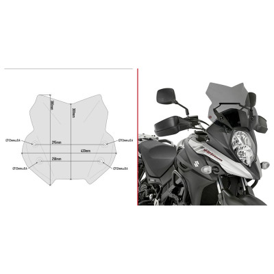 D3112B plexi kouřové Suzuki DL 650 V-Strom (17-24), vxš300x420 mm