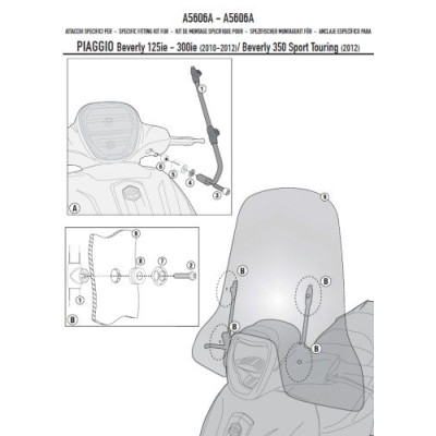 A5615A montážní sada plexi Piaggio Medley 125-150 i-GET (20-24) pro plexi 7057A