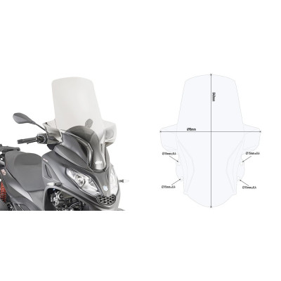 D5614ST plexi čiré Piaggio MP3 300 HPE (19-24), vxš840x690 mm