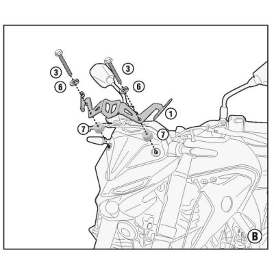 A2151A montážní sada pro Yamaha MT-03 321 (20-24) pro plexi 4128S