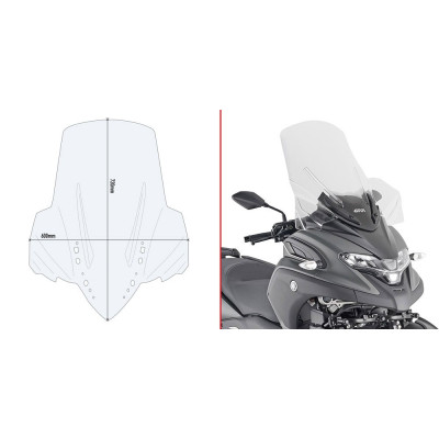 D2149ST plexi čiré Yamaha Tricity 300 (20-24), vxš720x600 mm, vyšší o 195 mm než originál