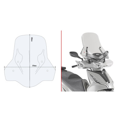 6114DT plexi čiré Kymco Agility 300-350 R16 (19-24), vxš580x570 mm, použij sadu D 6114KIT
