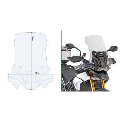 D6418ST plexi čiré Triumph Tiger 900 Rally (20-23) ,vxš590x480 mm, o 125 mm vyšší než originál