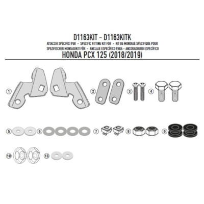 D1190KIT montážní sada Honda PCX 125 (21-24) k plexi 1190DT
