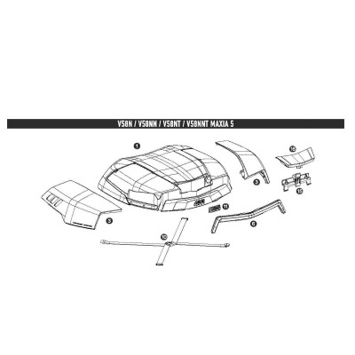 Z6592R pár krytů víka kufru V58NN-V58NNT, černý lakovaný (L+P)