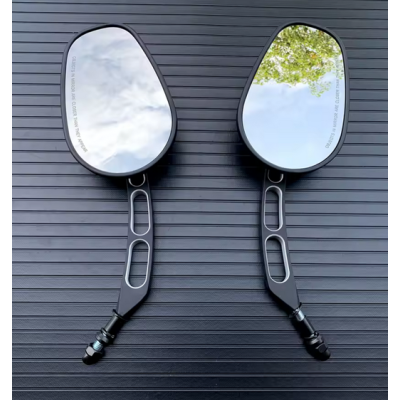 Univerzální moto zrcátka Skull – matná černá, závit 8mm, vhodné pro H-D