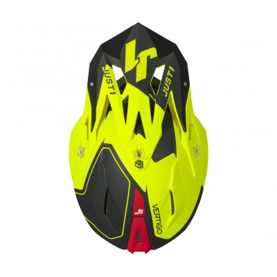 Kšilt JUST1 J18 VERTIGO matný červeno/šedo/fluo žlutý