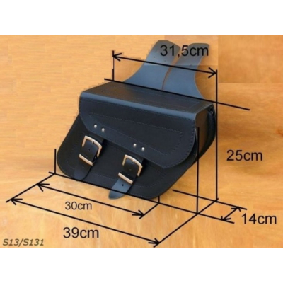 Kožené moto brašny S13 černé, 30x25x14cm