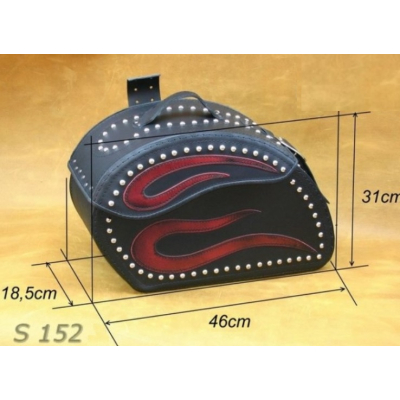 Kožené moto brašny S152 Red, černé, 46x31x18cm