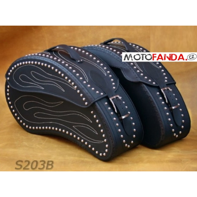 Kožené moto brašny S203 černé, 57x34x18cm