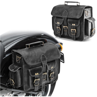 Kožené retro moto brašny hnědé 6L