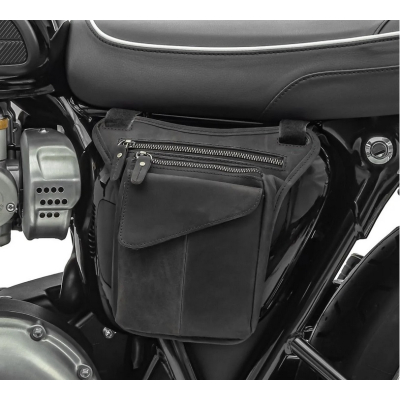 Kožená boční retro moto brašna malá černá